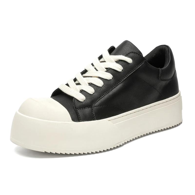

Fashion Fashion Genuine Leather Men Thick Bottom Sneakers Classic Casual Comfort Oxford Shoes Outdoor Antiskid Walking Shoes Size 38-46 38 чёрный