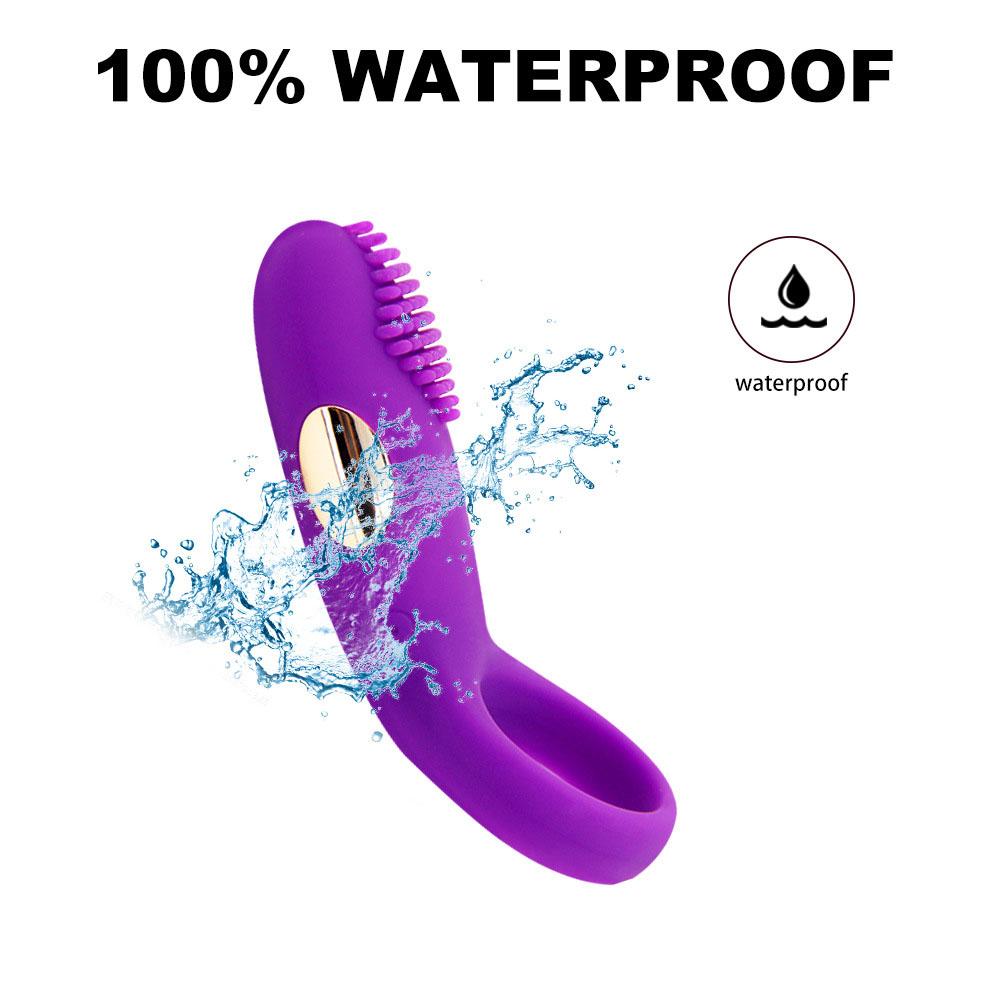 Time Delay Vibrating Ring with Massager Brush Silicone Sex Toys Quiet USB Charged Penis Vibrator Rings 12 Speeds