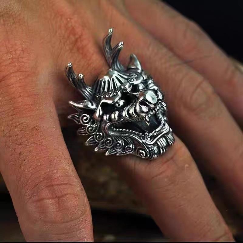 New Style Dragon Head Ring for Men with Domineering Dragon King Index Finger Open Design Ring