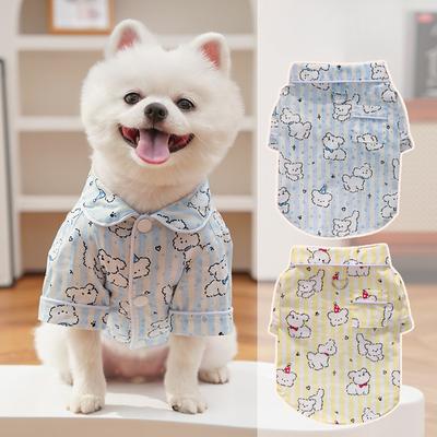 Dog Shirt Cotton Clothes, Spring-autumn Pet Couple Outfit, Line of Small Dog Style, Thin Home Wear, Pajamas, Corgi Dog