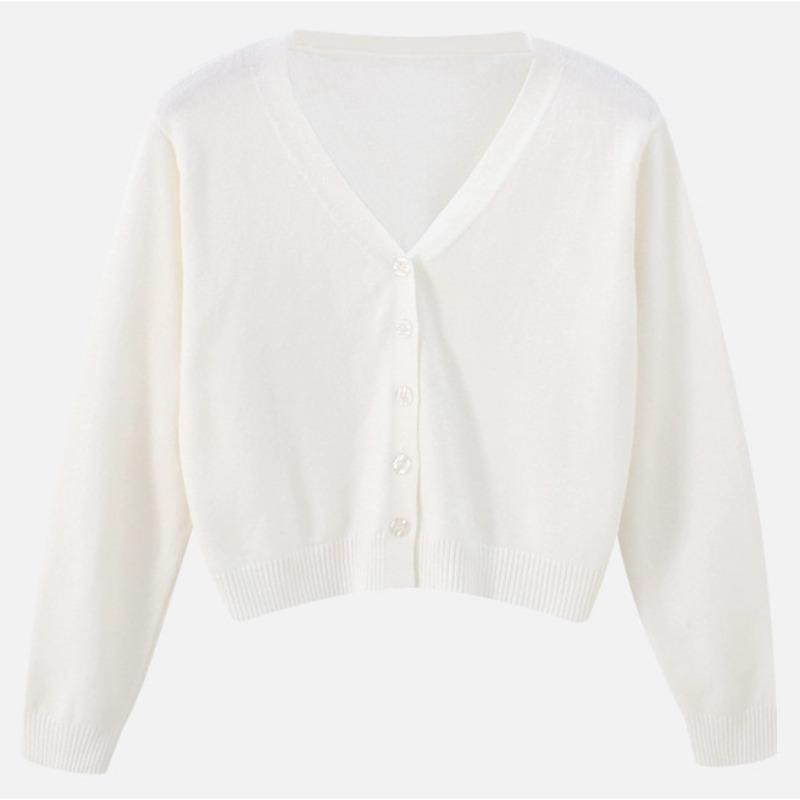 

Вязаный свитер для женщин, маленький мужчина, однотонная куртка, короткий кардиган с V-образным вырезом, свитером с длинными рукавами внутри, маленький простой студенческий One Size белый