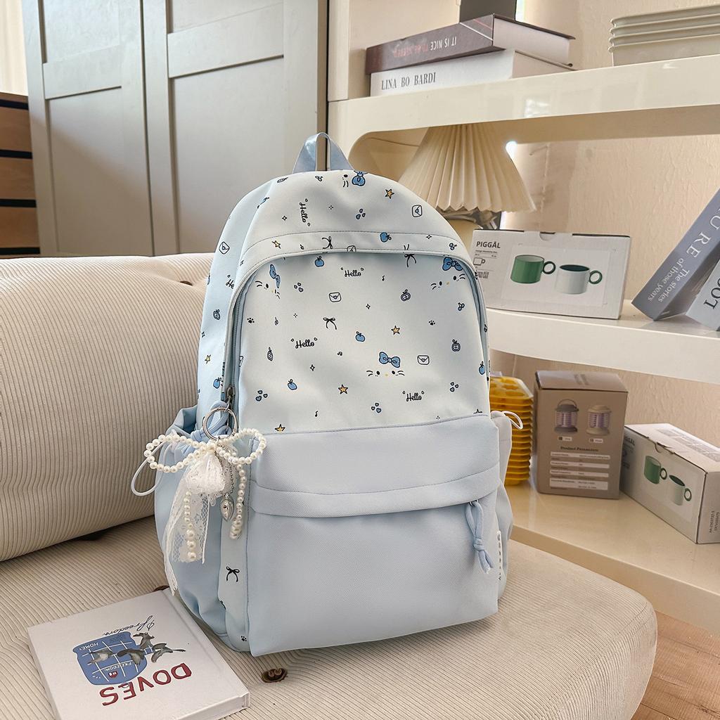 Schoolbag Junior High School High School Student Schoolbag Female Cute Bow Kitten Backpack College Style Cartoon Small Fresh Backpack