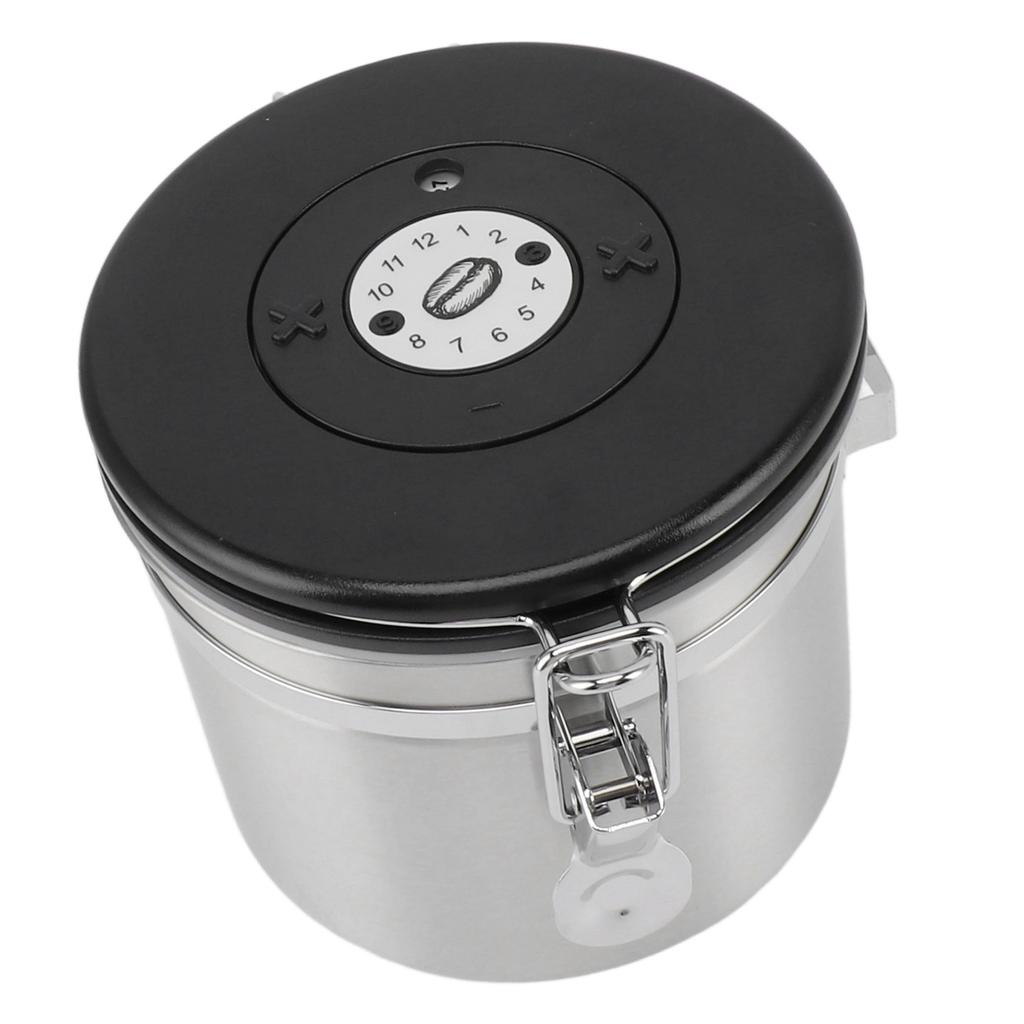 Airtight Coffee Canister 1.2L 304 Stainless Steel Coffee Bean Storage Container with Steel Spoon for Tea Flour Cereal