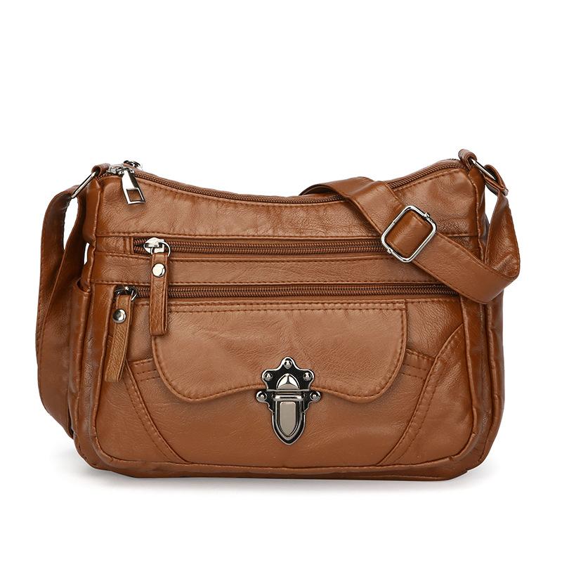 

Кожаная сумка Большая вместительная сумка через плечо Сумка для женщин среднего возраста Сумка для мам коричневый