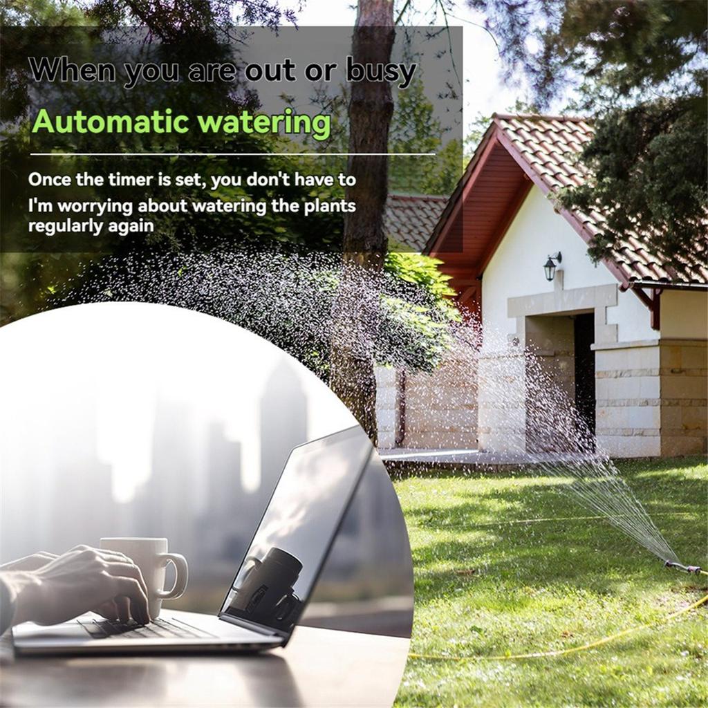 Garden Water Timer Dual Irrigation, Intelligent Timing Controller, Automatic Watering Device with Rain Delay