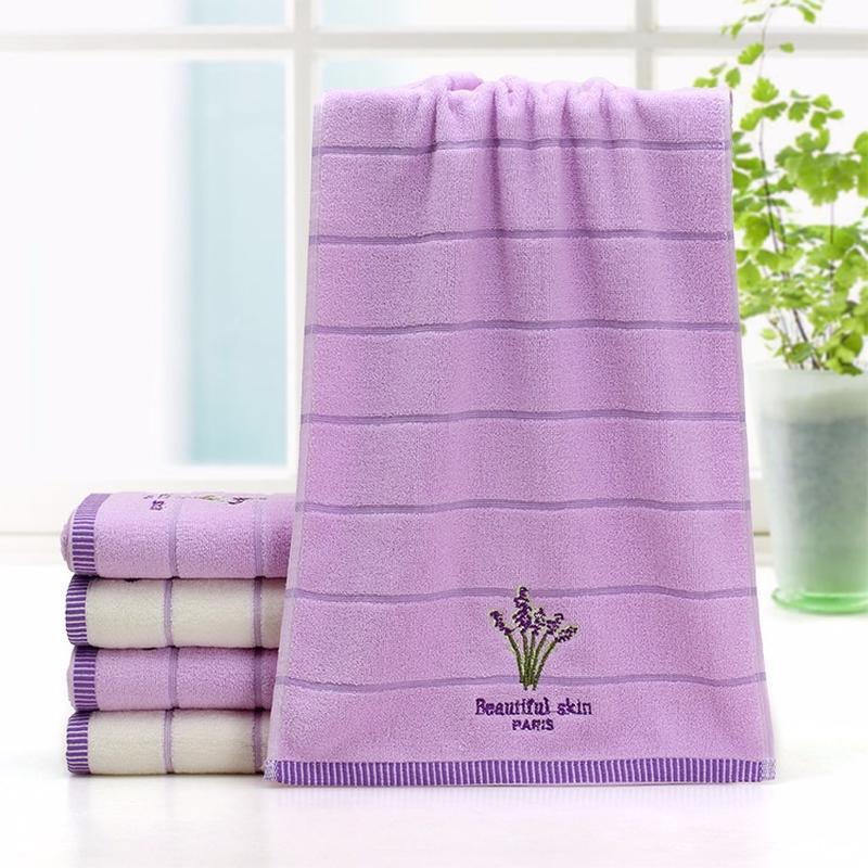Hochwertiges Badetuch, Baumwolle, Stickerei, Lavendel, Aromatherapie, weiches Handtuch- und Lakenset, 34 x 74 cm