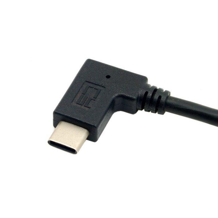 USB Type C Male Connector to 90 Degree Left Angled USB 3.0 Male Data Cable