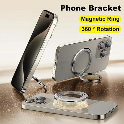 Magnetisk Hållare för Telefon med Stativ, Magnetiskt Fingerringuttag, Bärbar Trådlös Laddning för iPhone 16 15 14 Pro/Max, Mobiltelefonfäste