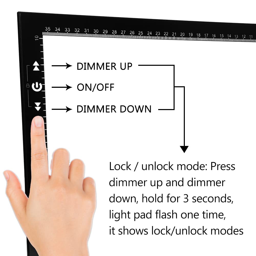HSK B4 Tracing Table Thin and Lightweight with 8W LED Touch and Lock Mode - 6mm, Dimmer, Ultra-Bright (6000 Lux), Button,