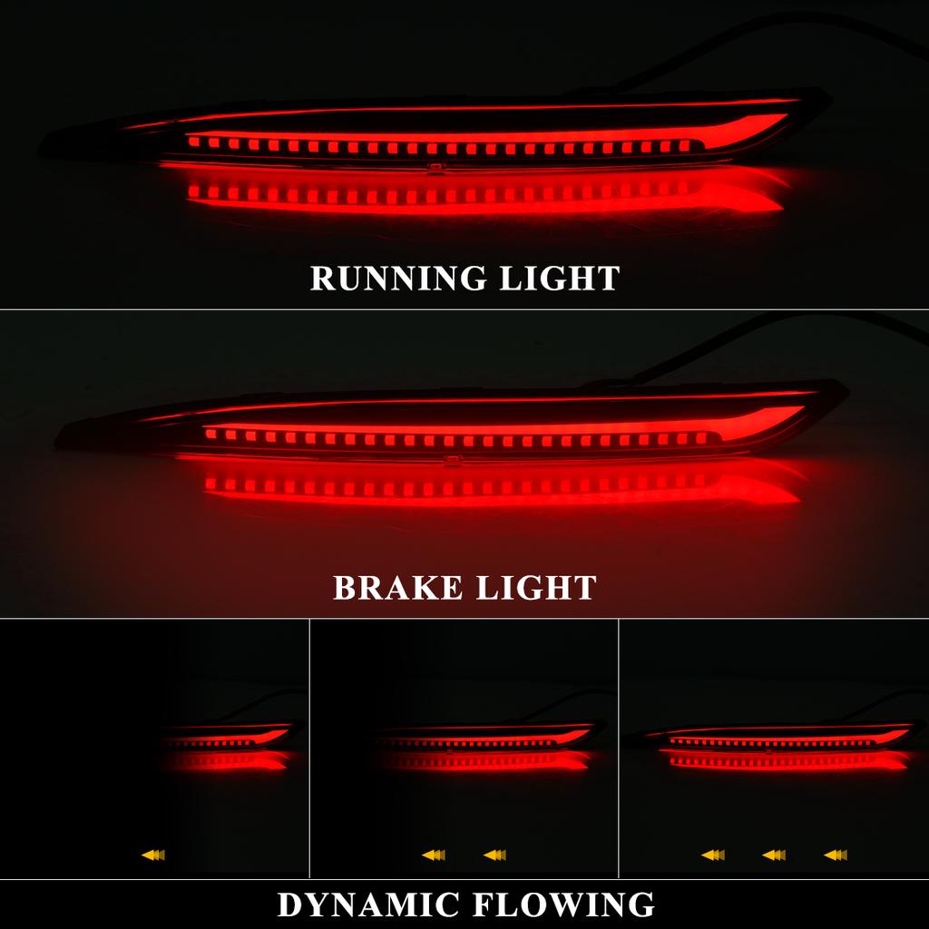 For Tesla Model 3 Model Y 2018 2019 2020 2021 2022 Led Rear Bumper Reflector 3 Functions Brake Light Dynamic Fog Light Red Smoke
