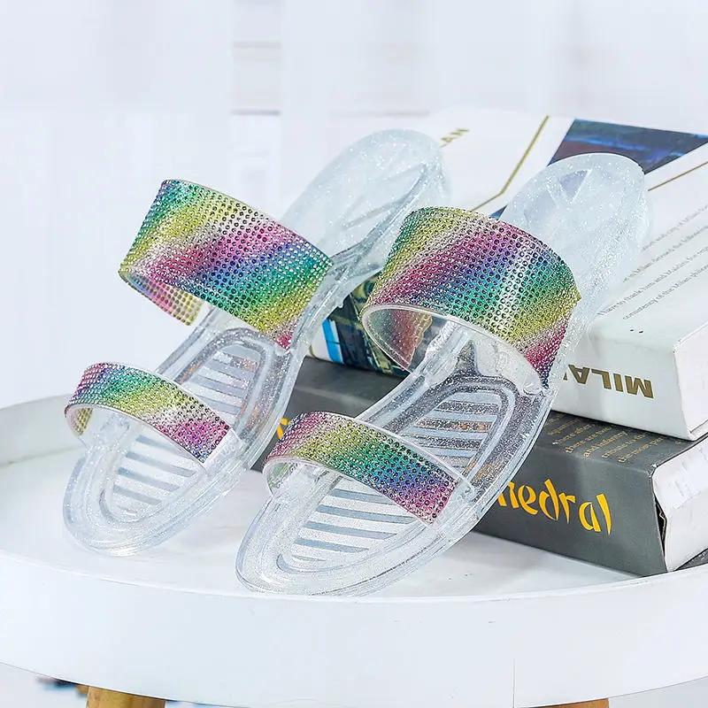 Clear Living Room Women's Slippers and Ladies Sandals Jelly Transparent Shoes Indoor Slides Home House Summer Footwear Pvc Vip