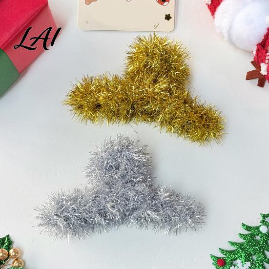 Holiday Hair Accessories for Christmas Party Shiny Tinsel Claw Clip Women Festive Updo Shark Clip Themed Pins Elegant Accessory Thick And