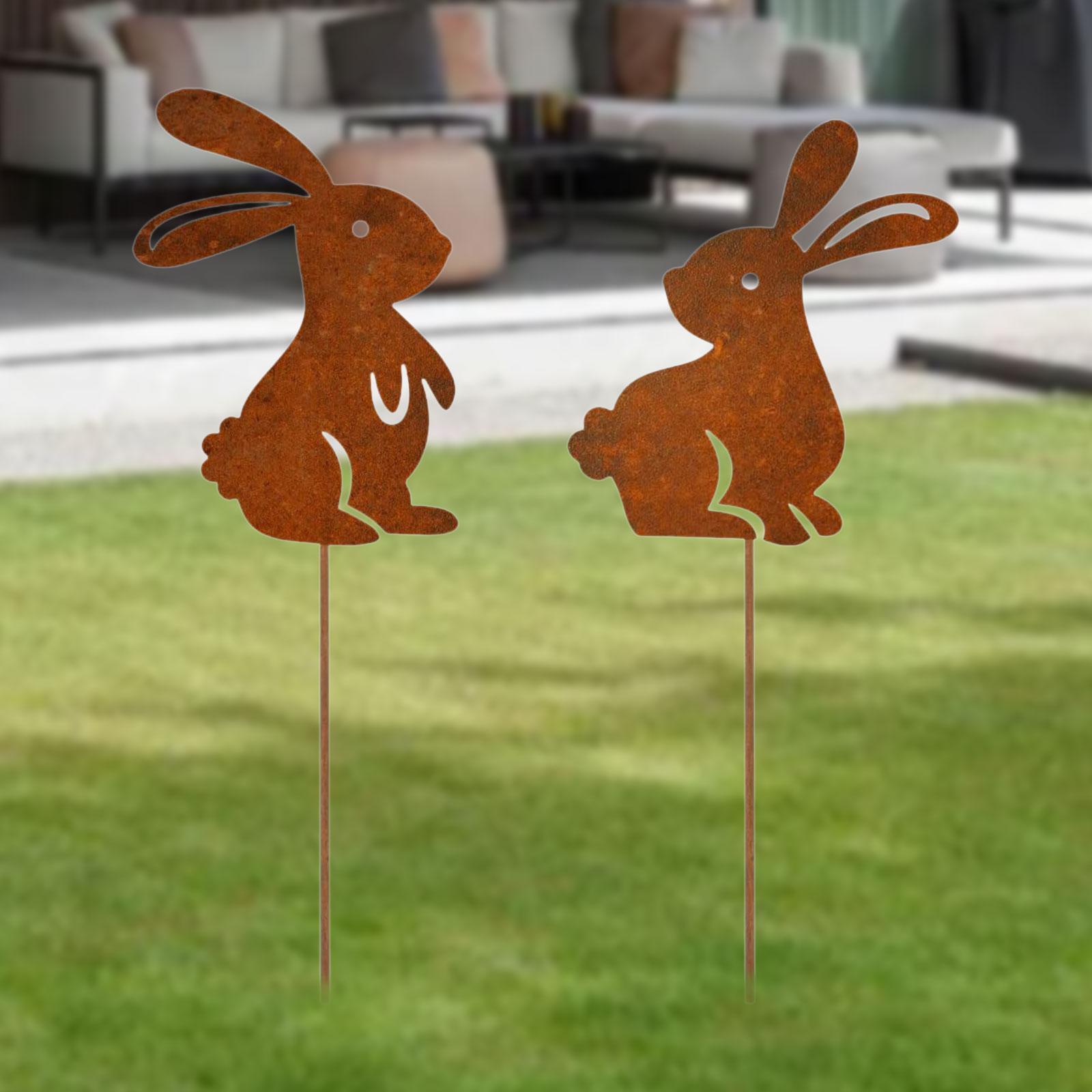 

2x Easter Rabbit Garden Stake Yard Art Ornament Creative Funny Gift Bunny Decor for Backyard Sidewalk Courtyard Patio Porch