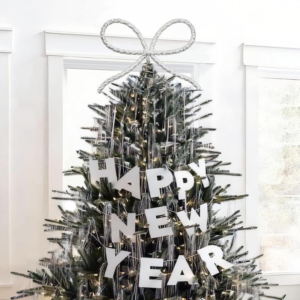 Christmas Tree Top Decorations Christmas Tree Topper Bow 7.9x9.8 Inch Metal Xmas Holiday Ornaments For Church Home Party