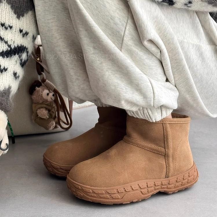 Cowhide version~ thick-soled matte short snow boots women's 2025 winter new non-slip casual short boots warm cotton boots