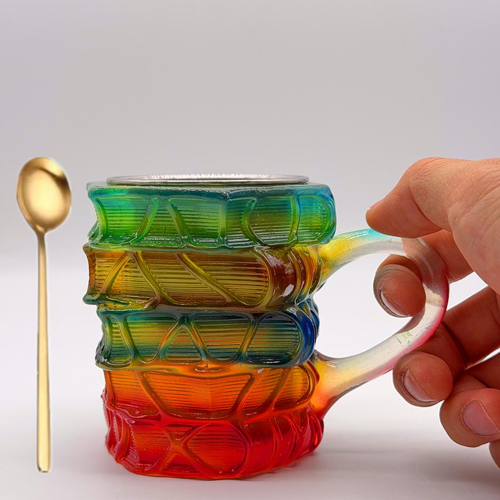 Bemalte Buchtasse Neuheit Kaffeetassen für Buchliebhaber Geschenke für Frauen, Harztassen, Lustige Buch-Einzigartige Kaffeetassen