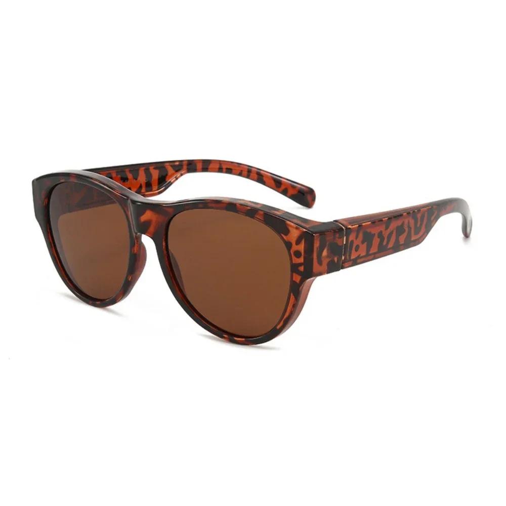 

New Fashion Leopard Sunglasses Fit Over Glasses Unisex Wear Over Myopia Prescription Eyewear Anti-Uv Sun Glasses Covers anti-uv