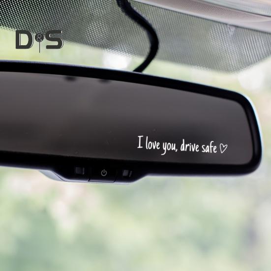 Ich Liebe Dich Fahr Sicher Aufkleber Rückspiegel Vinyl Aufkleber für Frauen Wasserdicht Dekorativer Autoaufkleber Autoaufkleber Zubehör