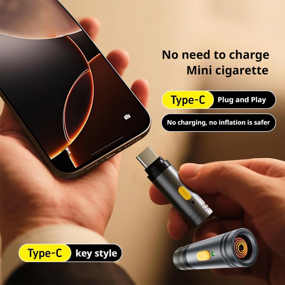 Portable Type-C Windproof Mini Cigarette Lighter Without Battery Metal Cigarette Lighter Intelligent Blow Air And Ignite