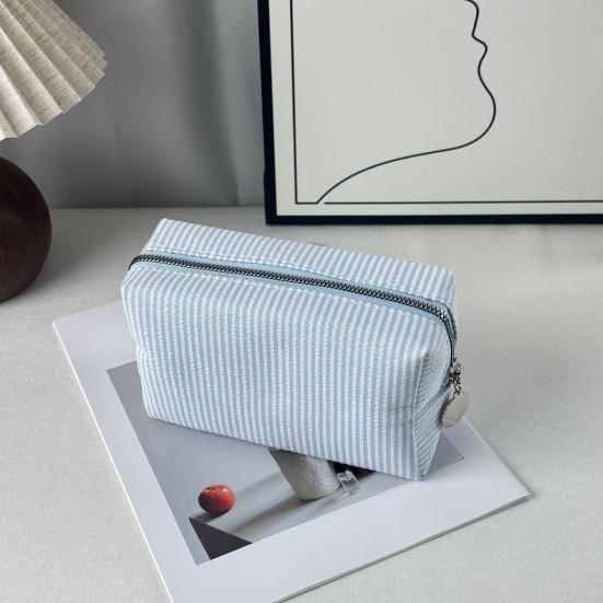 Striped Cosmetic Bag Travel Makeup Pouch Portable Makeup Bag Zippered Toiletry Bag for Women Makeup Brushes