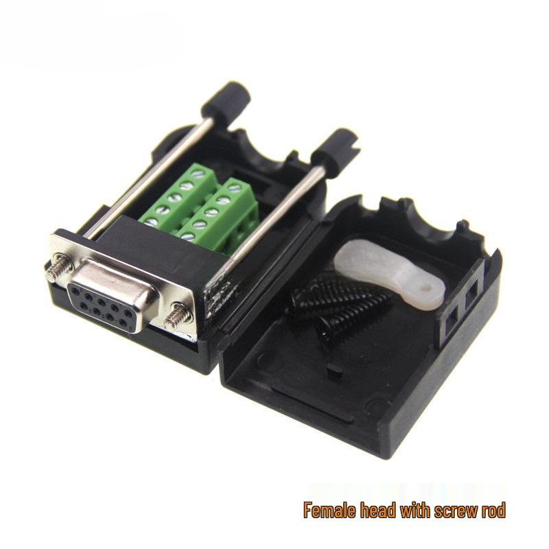 DB9 Male-Female Solderless Serial Port Adapter with RS232 COM Terminal Plug 485 and Shell