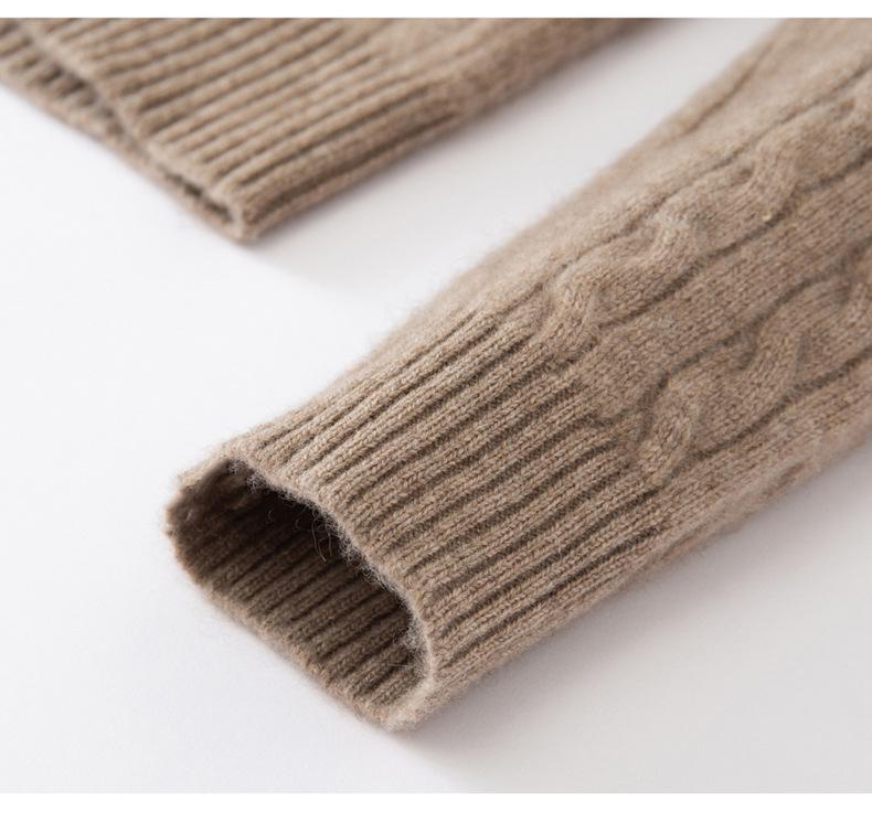 3D Cable Knit V-Neck Cashmere Sweater - Women's Elegant Autumn/Winter 2026 Collection, Loose Slimming Fit