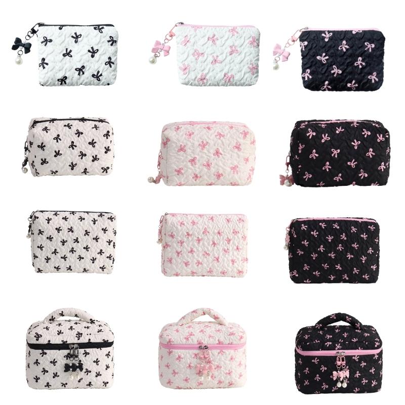 Cosmetic Bag Large Capacity Toiletry Bag Aesthetic Cosmetic Organizers Bows Makeup Bag Skincare Organisers for Women