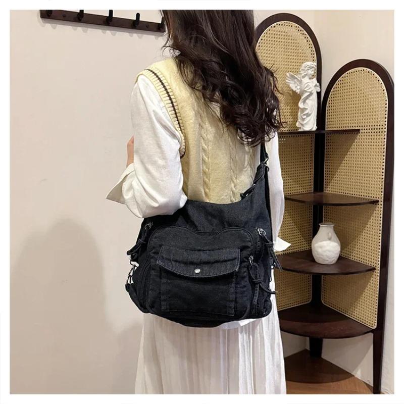 Denim Solid Color Trendy Shoulder Bag High Quality Fashi Bags Female 2026  Large Capacity Versatile Crossbody Bag