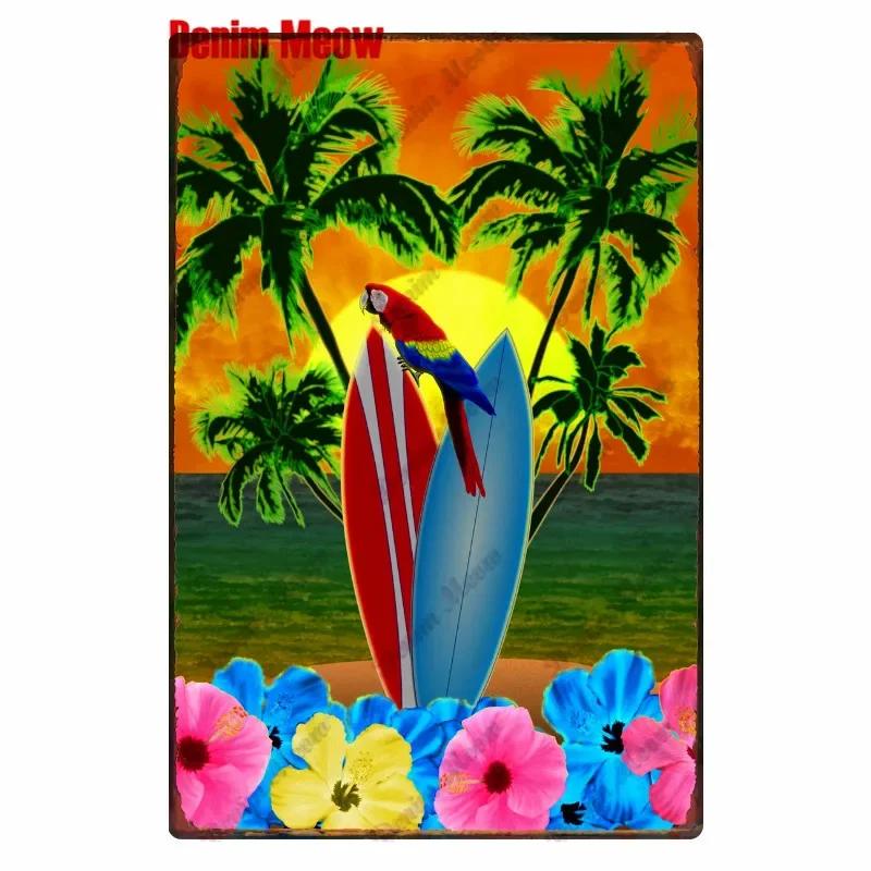 Beach Metal Tin Sign, Vintage Summer Beach Plates, Relax Wall Sign, Pool Tiki Bar Pub Seaside Ocean, Happy Place, Decor WY161