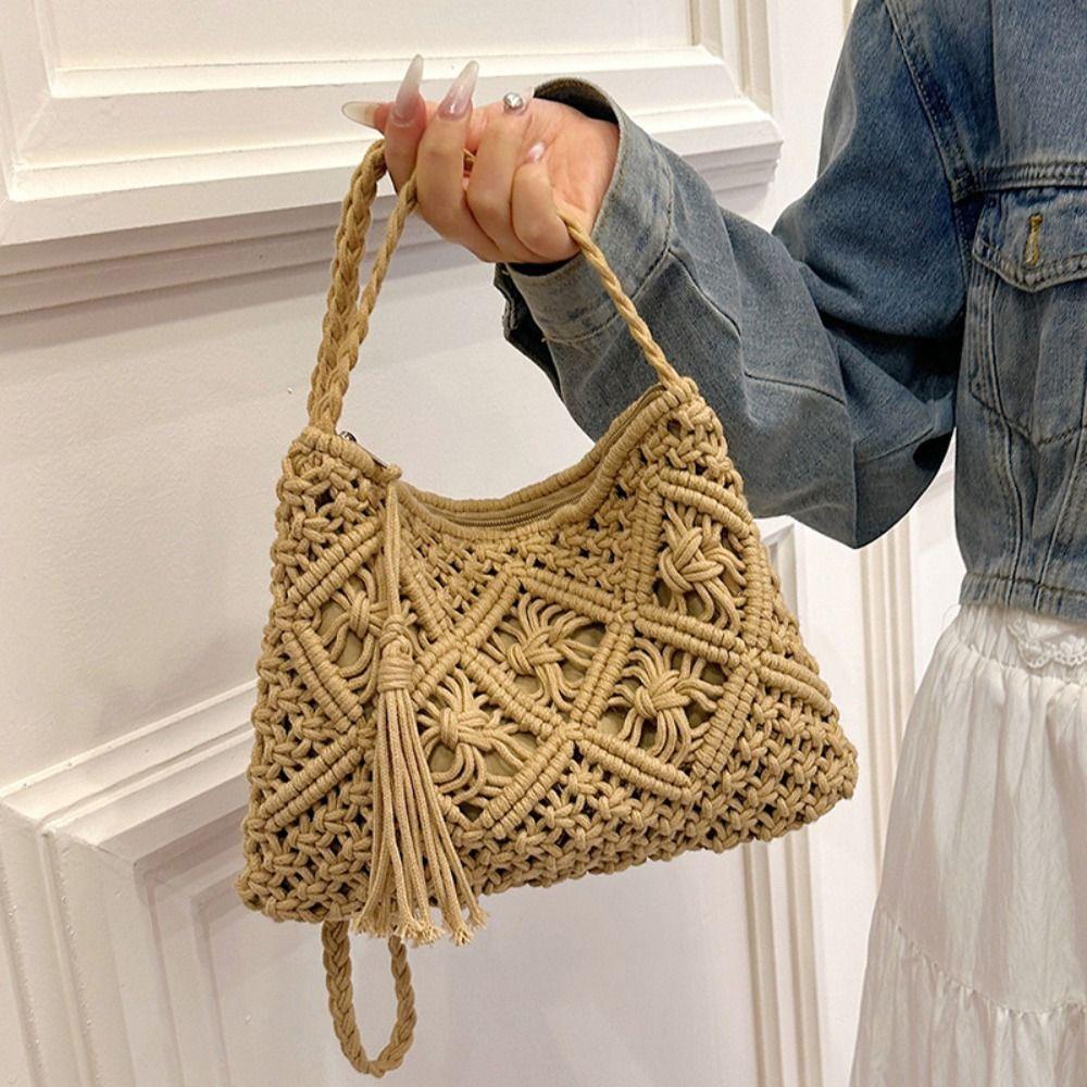 Korean Style Crochet Crossbody Bag Ethnic Style Ladies Underarm Bag  Travel