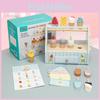 Wooden Children Dessert Cart Playset Realistic Food Items Imaginative Play Role