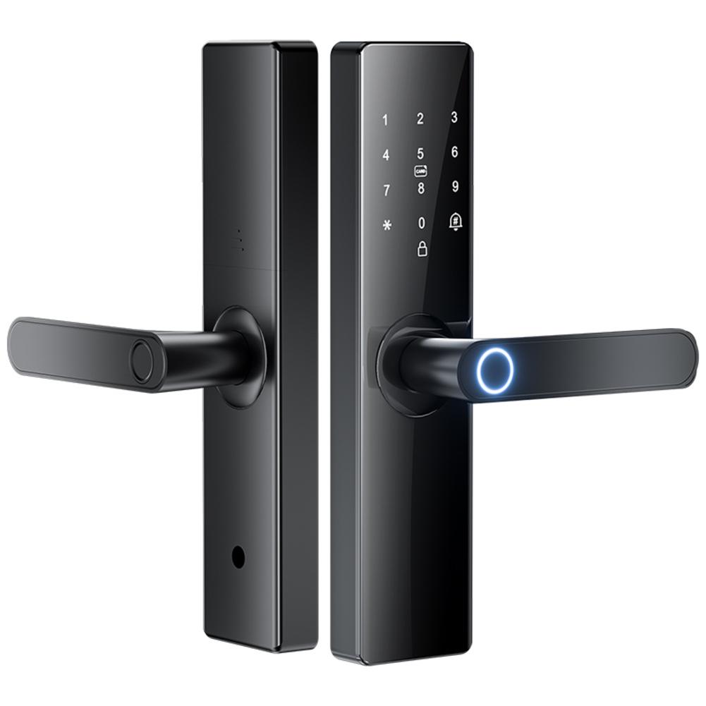 Pour Tuyas Maison Intelligente WiFi Télécommande Déverrouillage Serrure de Porte Électronique à Empreintes Digitales Avec Carte Clé IC Porte d'Entrée Serrure à Mot de Passe Tactile