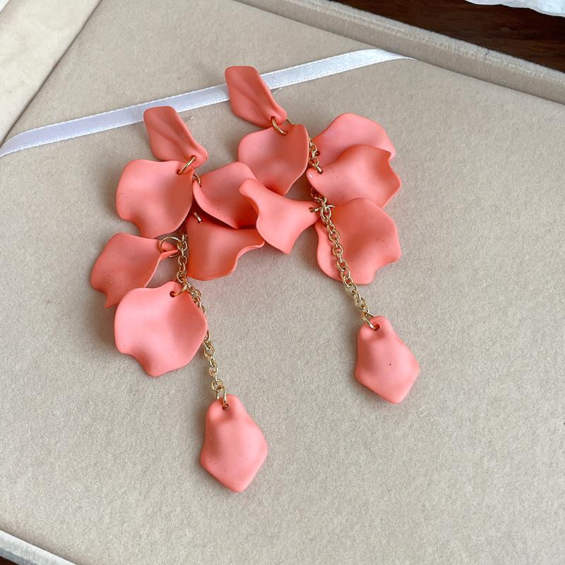 Bohemian Petal Tassel Earrings - Silver Needle, Fashionable Seaside Holiday Style