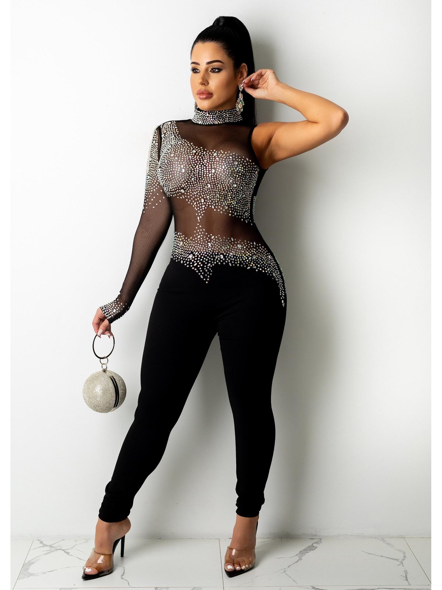 

Европейский и американский сексуальный облегающий комбинезон для ночных клубов - SK6017 XXXL чёрный