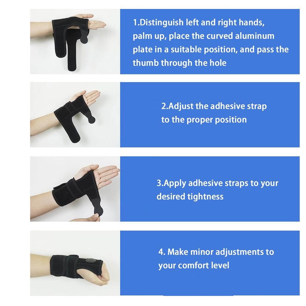 Alça de pulso com suporte de placa de alumínio, suporte de pulso ergonômico, adequado para a vida diária de trabalho, artrite, etc.. ( Opcional para mãos esquerda e direita)