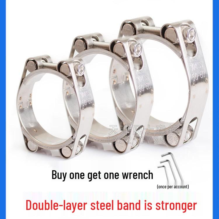 Heavy-Duty 304 Stainless Steel Double-Layer High-Pressure Hose Clamp