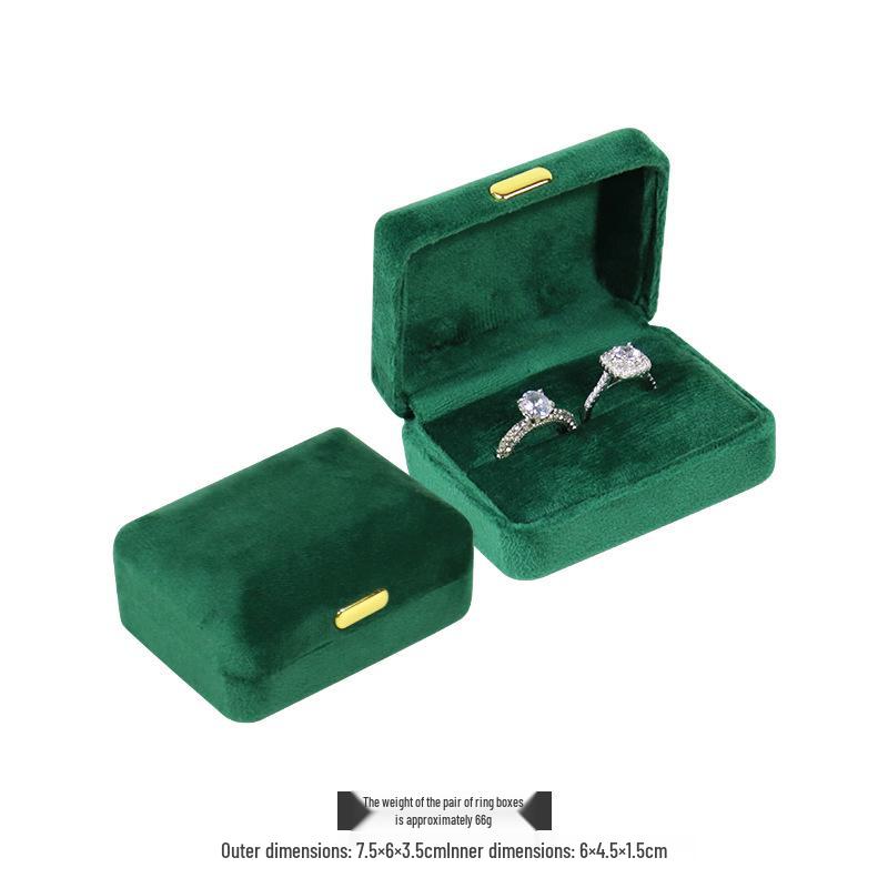 Caixa de Joias de Veludo com Fivela Dourada e Cantos Arredondados para Anéis, Colares e Pulseiras