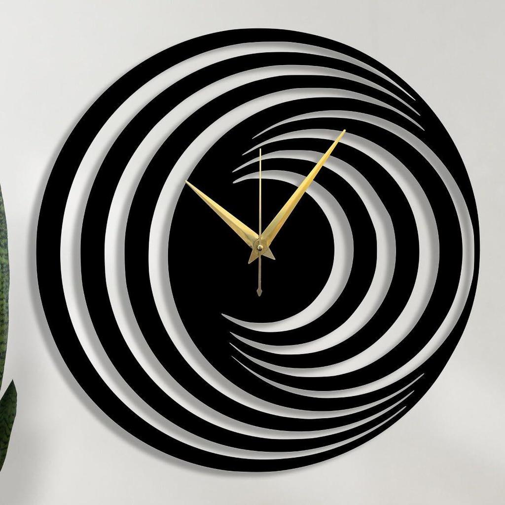 Large Size Clock & Wall Ornament/Metal Outdoor Wall Clock for Bedroom, Office -Black