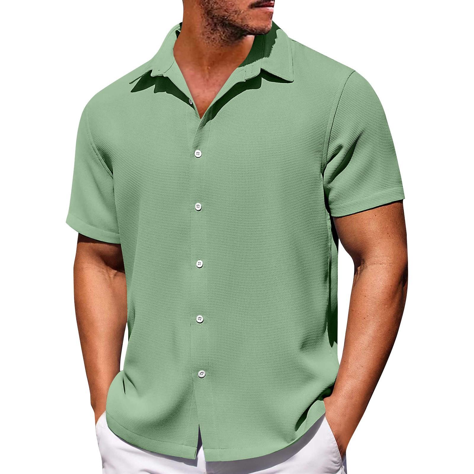 

Мужские однотонные рубашки с короткими рукавами на пуговицах. Мужские повседневные модные рубашки с короткими рукавами. XXXXL