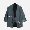 Men's Trendy Crane Embroidered Kimono Cardigan: Spring/Summer Ancient Style Loose-Fit Hanfu Robe