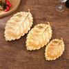 M-Modern-Leaf Texture Snack Plate Living Room Home Snack Tray Decorative Nut Plate Leaf Texture Alloy Crafts Snack Dish Gold 3PC