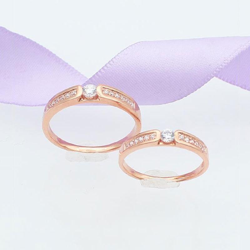 Purple Gold Inlaid Zircon Ring, Exquisite Colored Gold-Plated Rose Gold Open Ring.