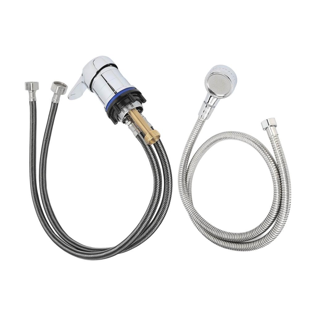 Shampoo Faucet Sprayer Kit Accessory 23.6in Tap 47.2in Hose Hot Cold Mixer Medium Plated Faucet Replacement Set