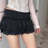 European & American Sweet Style Ruffle Patchwork Low-Waist Knit Skirt
