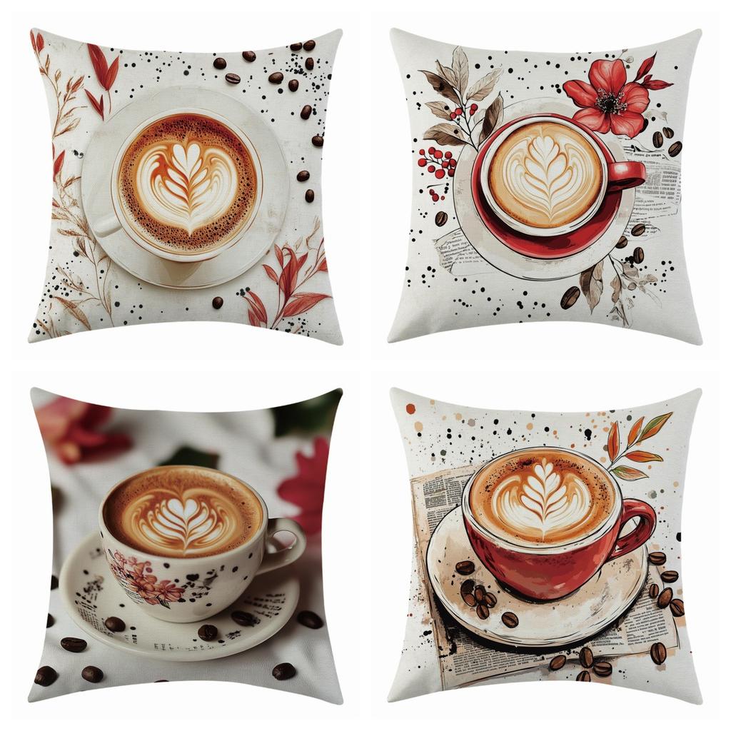 New Elegant Coffee Latte Linen Pillowcase for Holiday Decoration and Car Cushion Cover