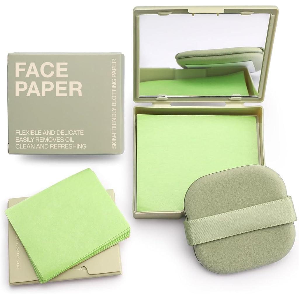 LERFOT® 100Pcs Korean Face Blotting Paper for Oily Skin, Natural Linen Bloating Papers for Oily Face, Oil Absorbing Sheets for Face, with Built-in