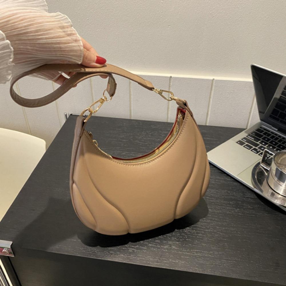 Tote Pu Leather Handbag Pu Leather Underarm Bag Simple Crescent Bag  Travel