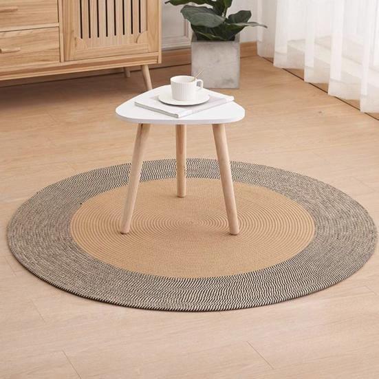 Cotton Rope Area Rug Braided Round Cat Scratching Rug Washable Vintage Floor Mat for Bedroom Living Room Couch Side Table