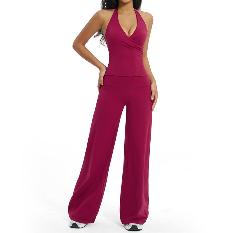 JYL Quick Dry Brushed Yoga Set Hollow Back High Waist Outfit