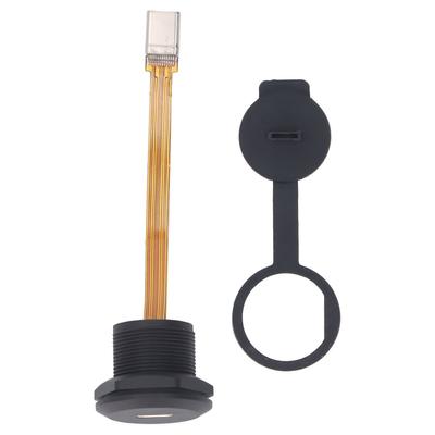 Type C 3.1 Female To Male Panel Mount Adapter 0.1m FPC Cable IP67 Threaded USB C 3.1 Panel Mount Connector with Cover